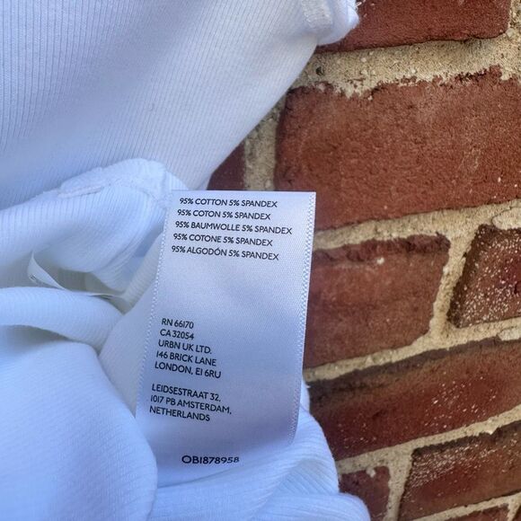 We The Free People Ever Had Tee White Ribbed Cotton Blend T-Shirt Womens Medium - Picture 7 of 10